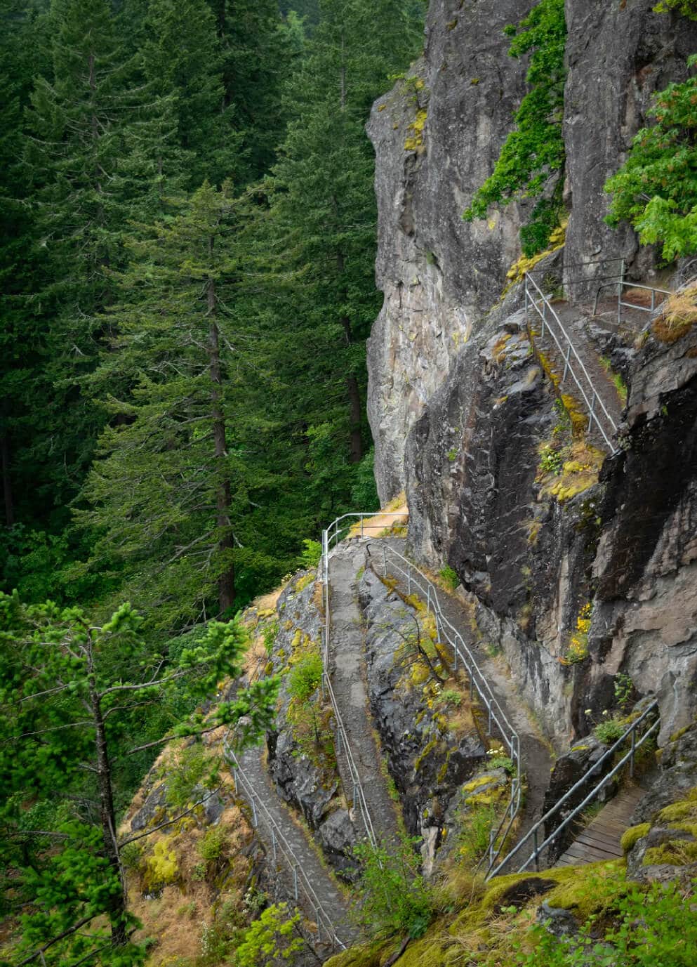 Beacon Rock trail showing switchbacks