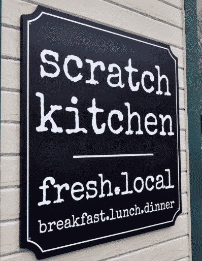 Scratch Kitchen sign in Port Gamble Washington