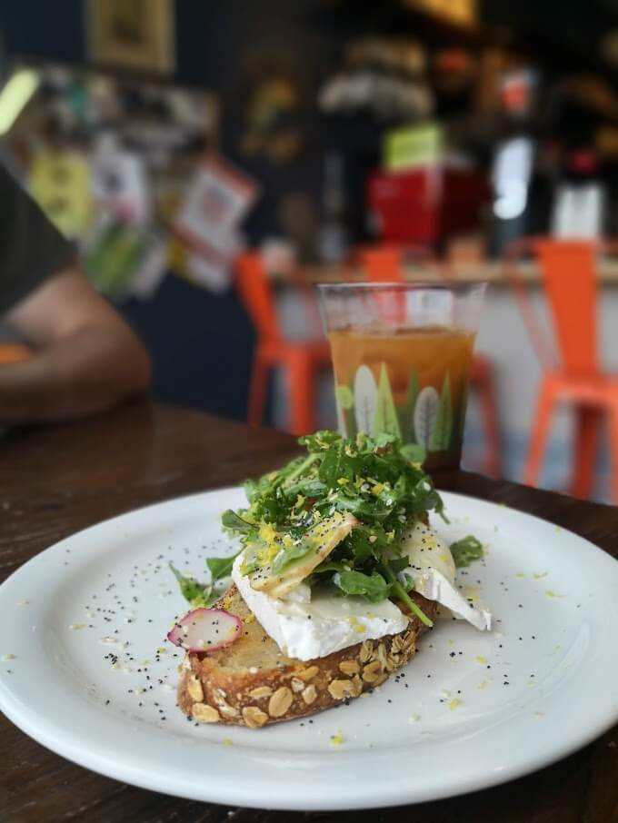 Brie and Jalepeno Toast at the Grain Shed in South Perry District
