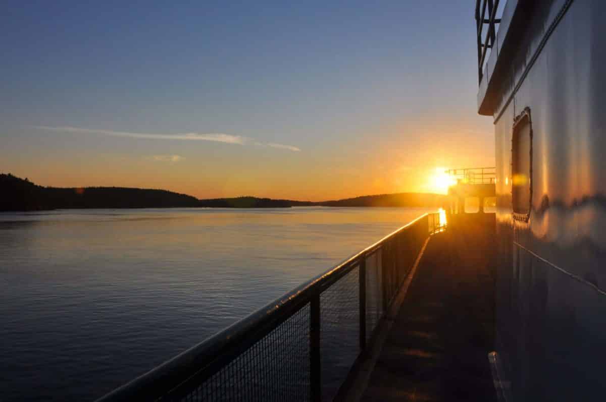 Sunset on ferry on way to Orcas Island
