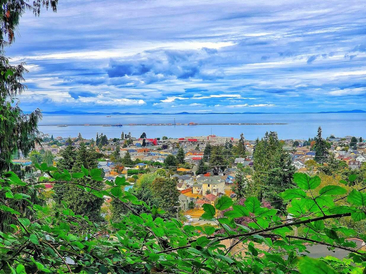 Port Angeles view from hill looking over town and water
