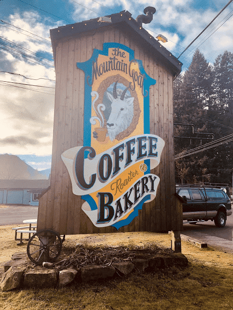 Packwood Mountain Goat Coffee Company sign Weekend in Packwood