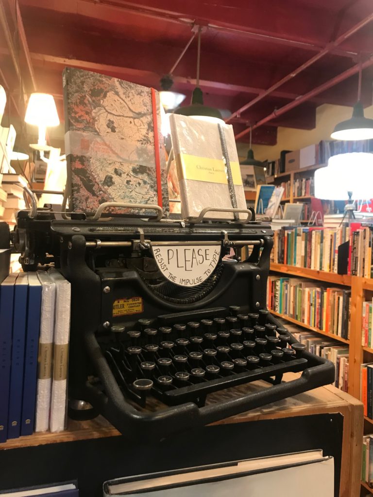 typewriter at used bookstore
