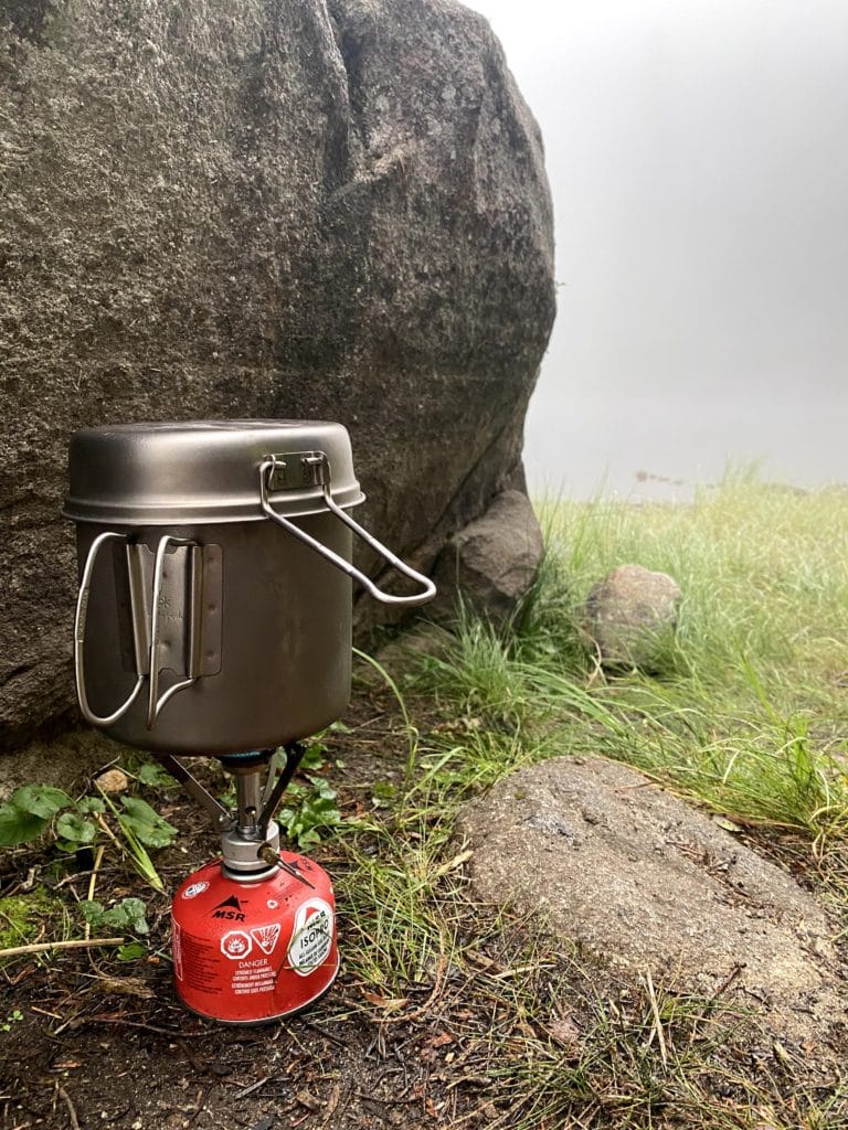 backpacking stove and pot
