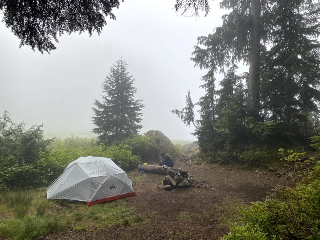 camping in fog