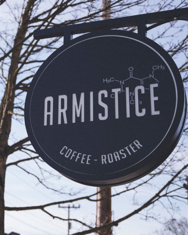 Armistice Coffee Roaster sign in Seattle