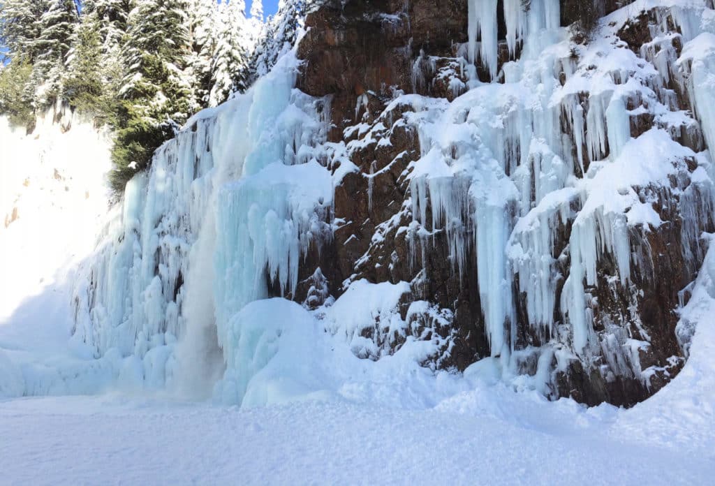 frozen franklin falls in winter