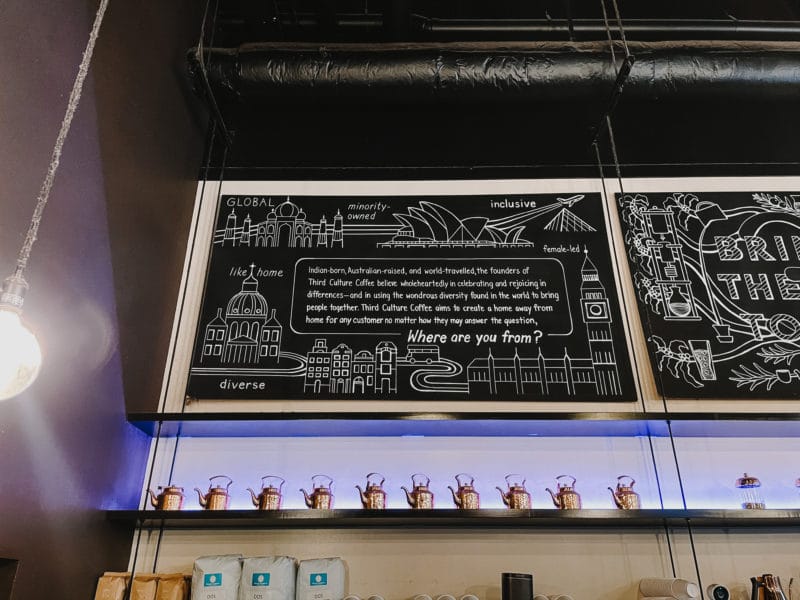 sign at Third Culture Coffee in Bellevue, Washington