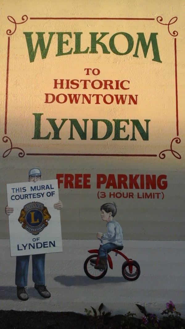 Welcome to historic downtown Lynden sign in Whatcom County