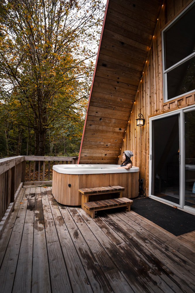 Tilted Timbers Hot Tub on deck