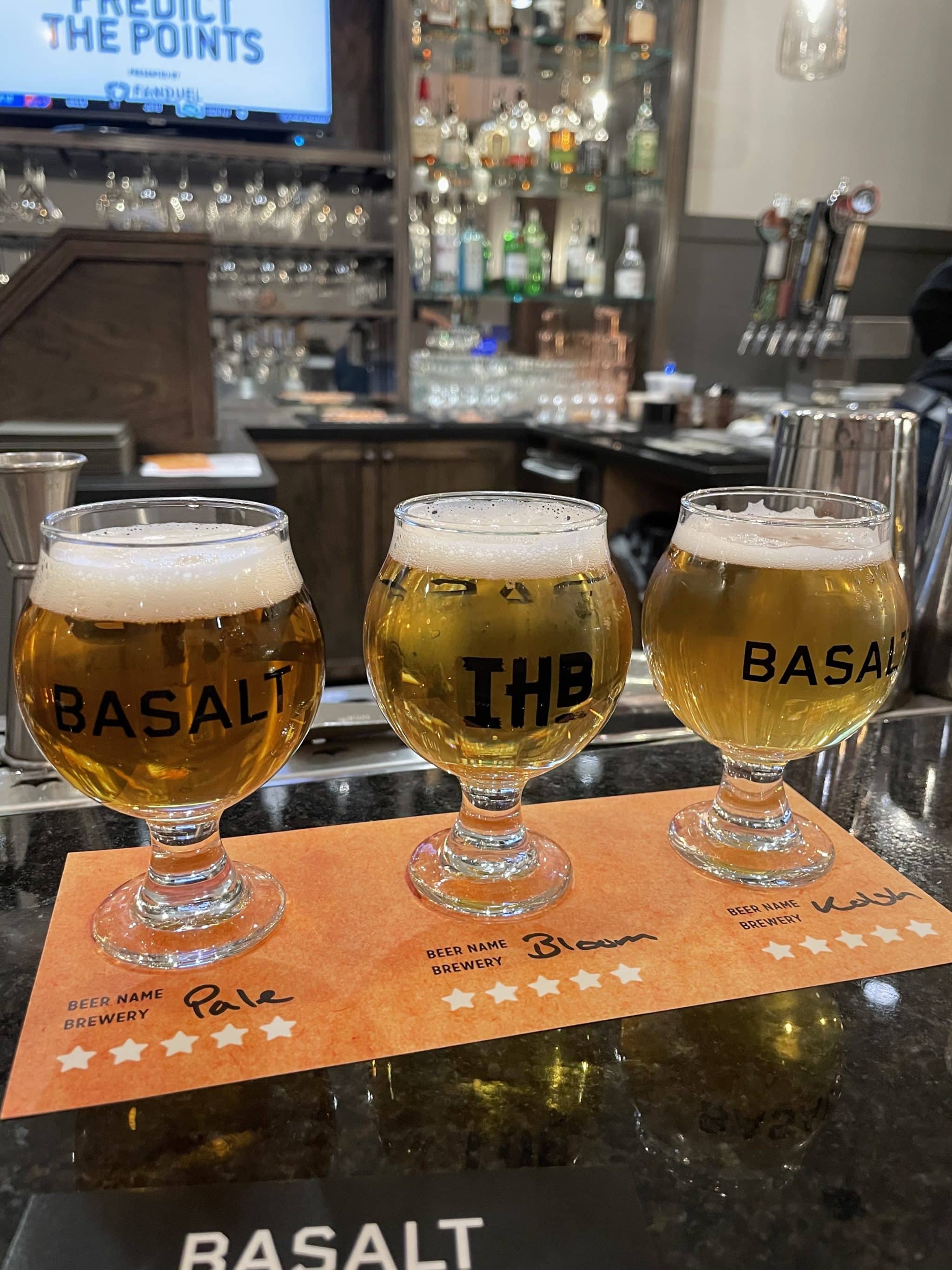beer flight at Basalt in Ellensburg, Washington