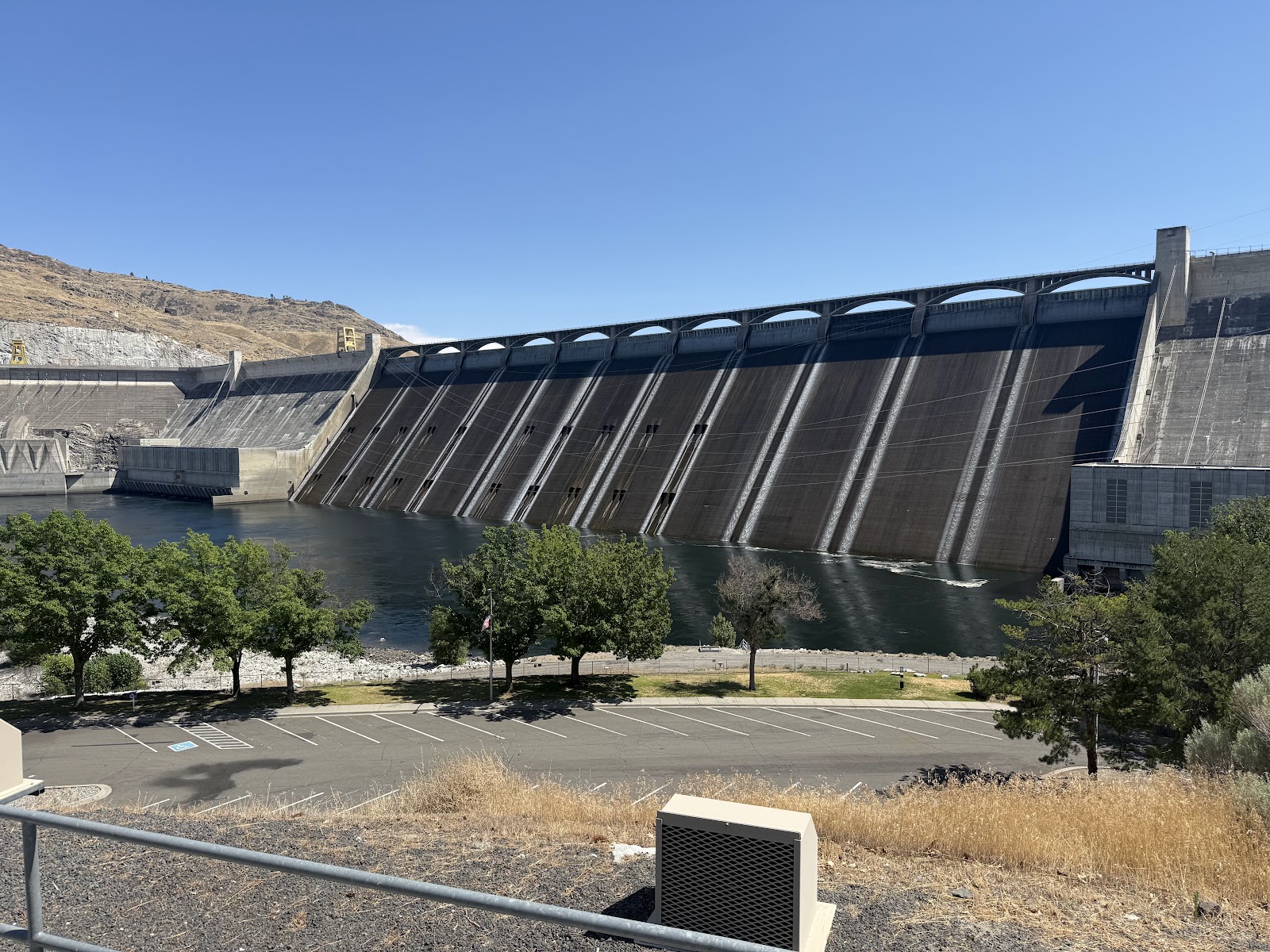 Grand Coulee Dam spillway seen from the visitor center grounds