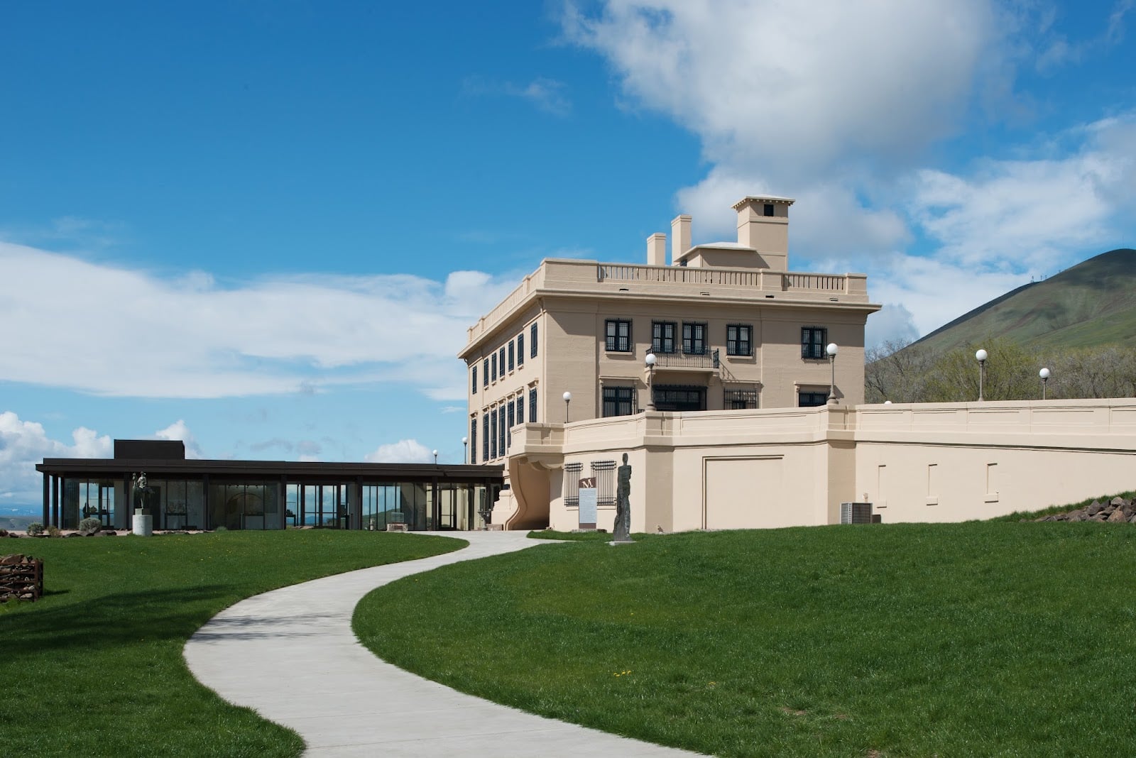 Maryhill Museum of Art mansion on its lawn above the Columbia River Gorge