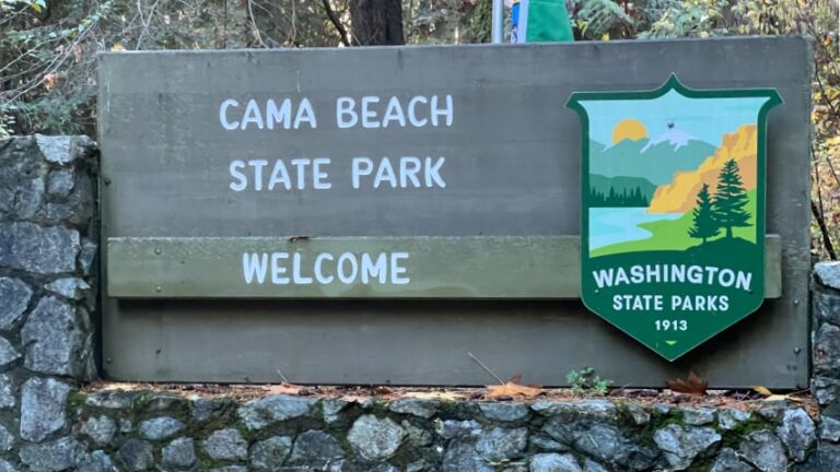 Cama Beach Historical State Park Welcome Sign