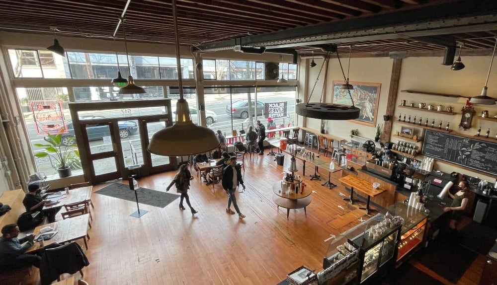 view of a coffee shop in Seattle Washington