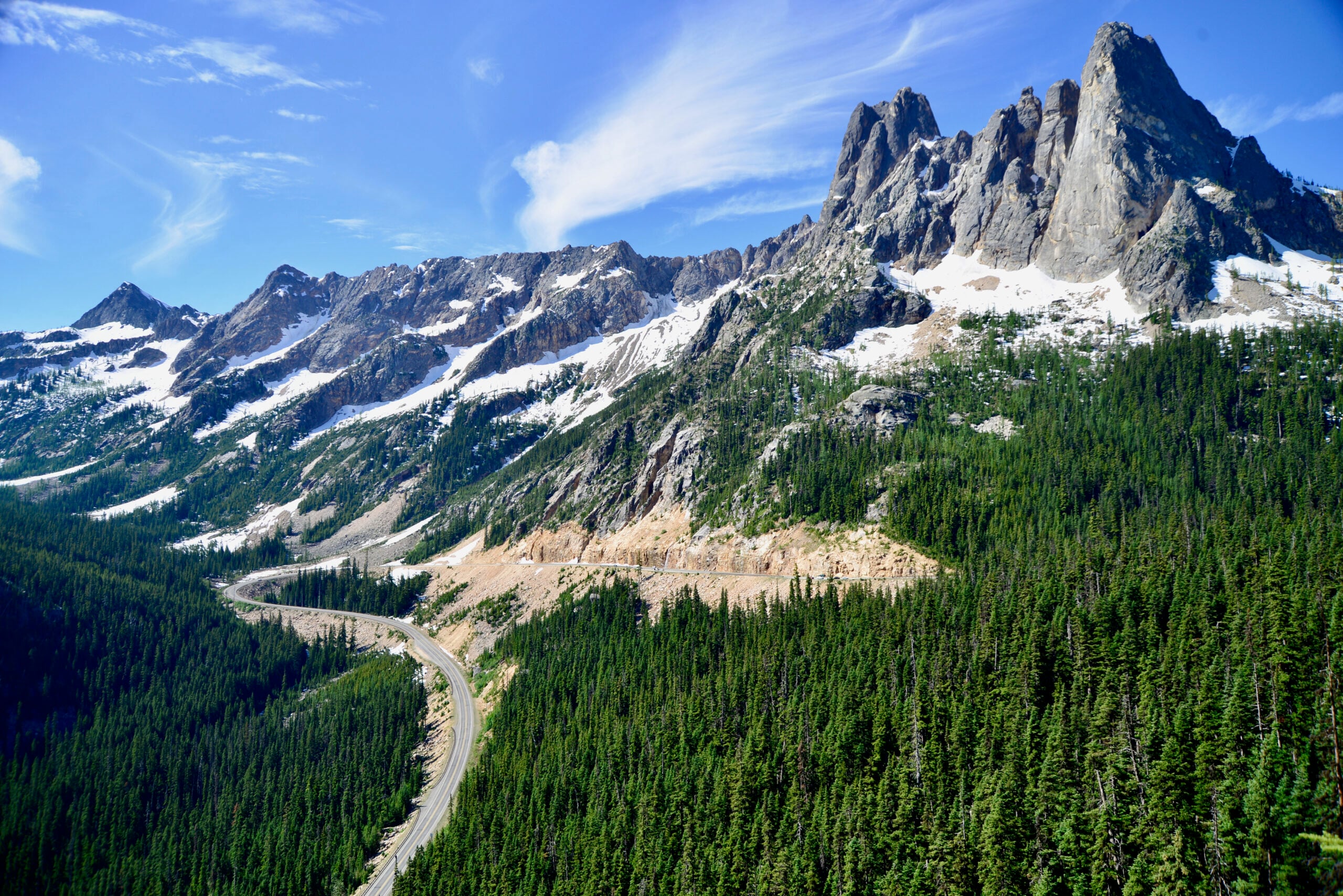 Liberty Bell Mountain and SR 20 at Washington Pass in the North Cascades
