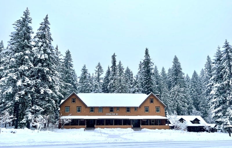 National Park Inn Mt. Rainier Winter time with snow