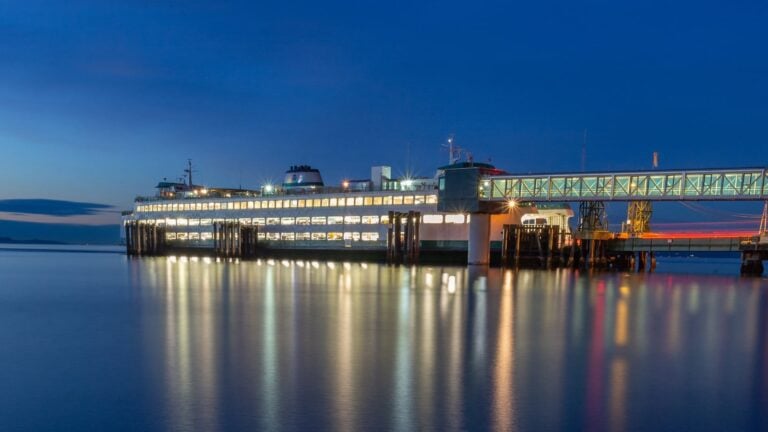 Washington State Ferry Docked Nighttime
