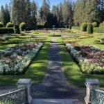 Duncan Garden at Manito Park in Spokane seen from the upper terrace looking down the long axis toward the fountain