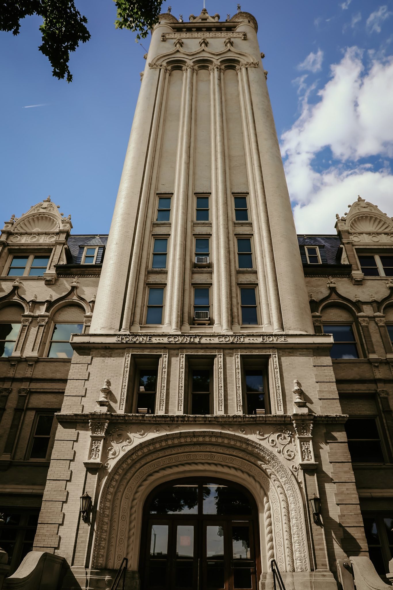 The Spokane County Courthouse, completed in 1895 and designed by Willis Ritchie in French Renaissance style