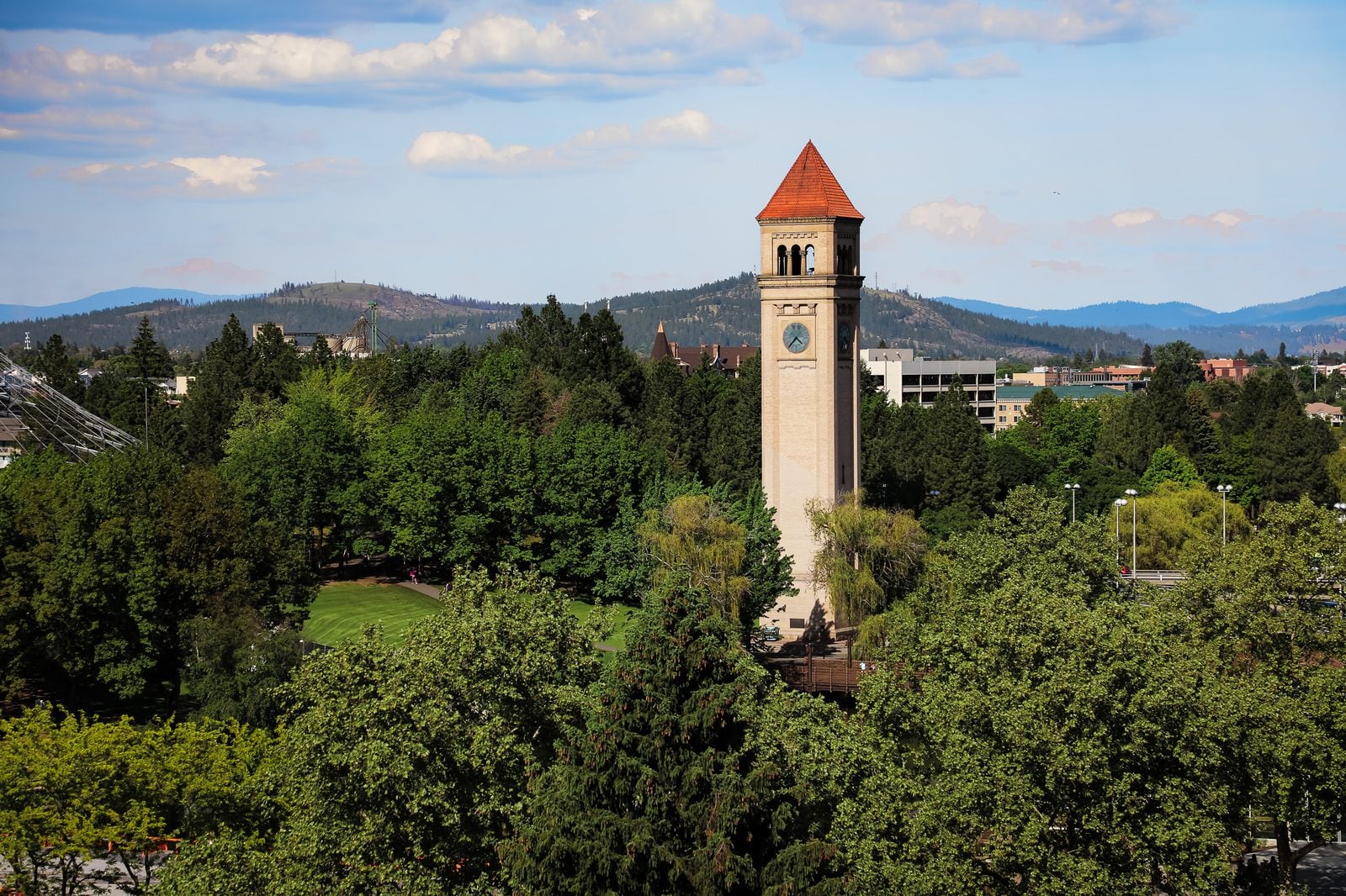 The Great Northern clocktower in Spokane's Riverfront Park, all that remains of the railroad depot