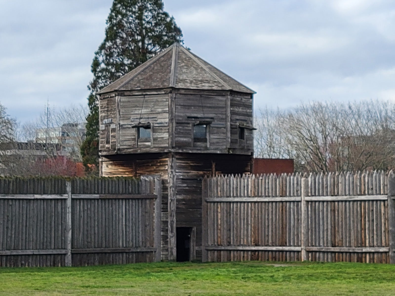 Wooden bastion and stockade wall at Fort Vancouver National Historic Site