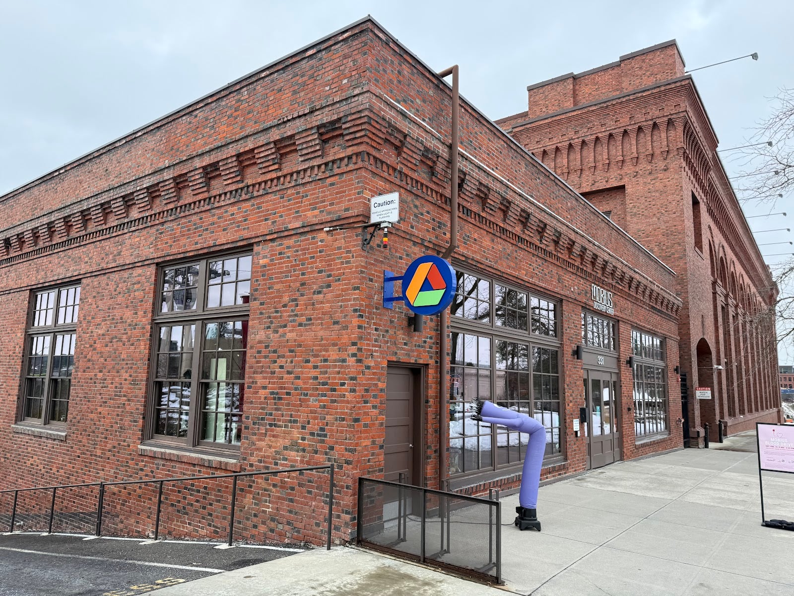 Brick exterior of the Mobius Discovery Center on North Post Street in downtown Spokane